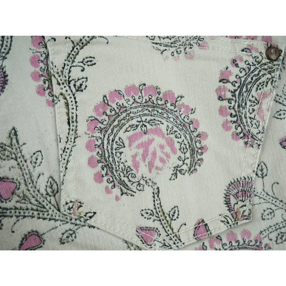 NEW Pilcro and the Letterpress Mid Rise Floral Cropped Straight‎ Leg Jeans 28 - Picture 5 of 5